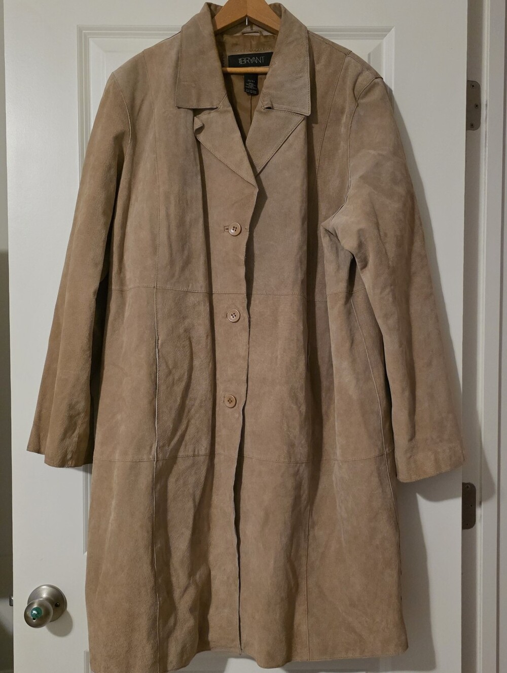 Vintage Genuine Suede Long Jacket Lane Bryant Womens 22/24 Tan 90s Western Chic